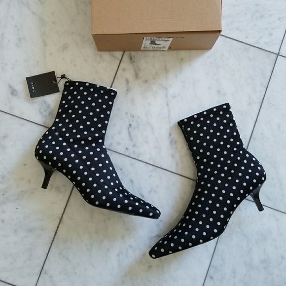 Zara Polka Dot Black & White Ankle Boot 7.5 - Picture 1 of 8